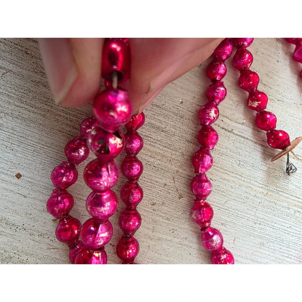 Vintage mercury glass Garland red Xmas tree